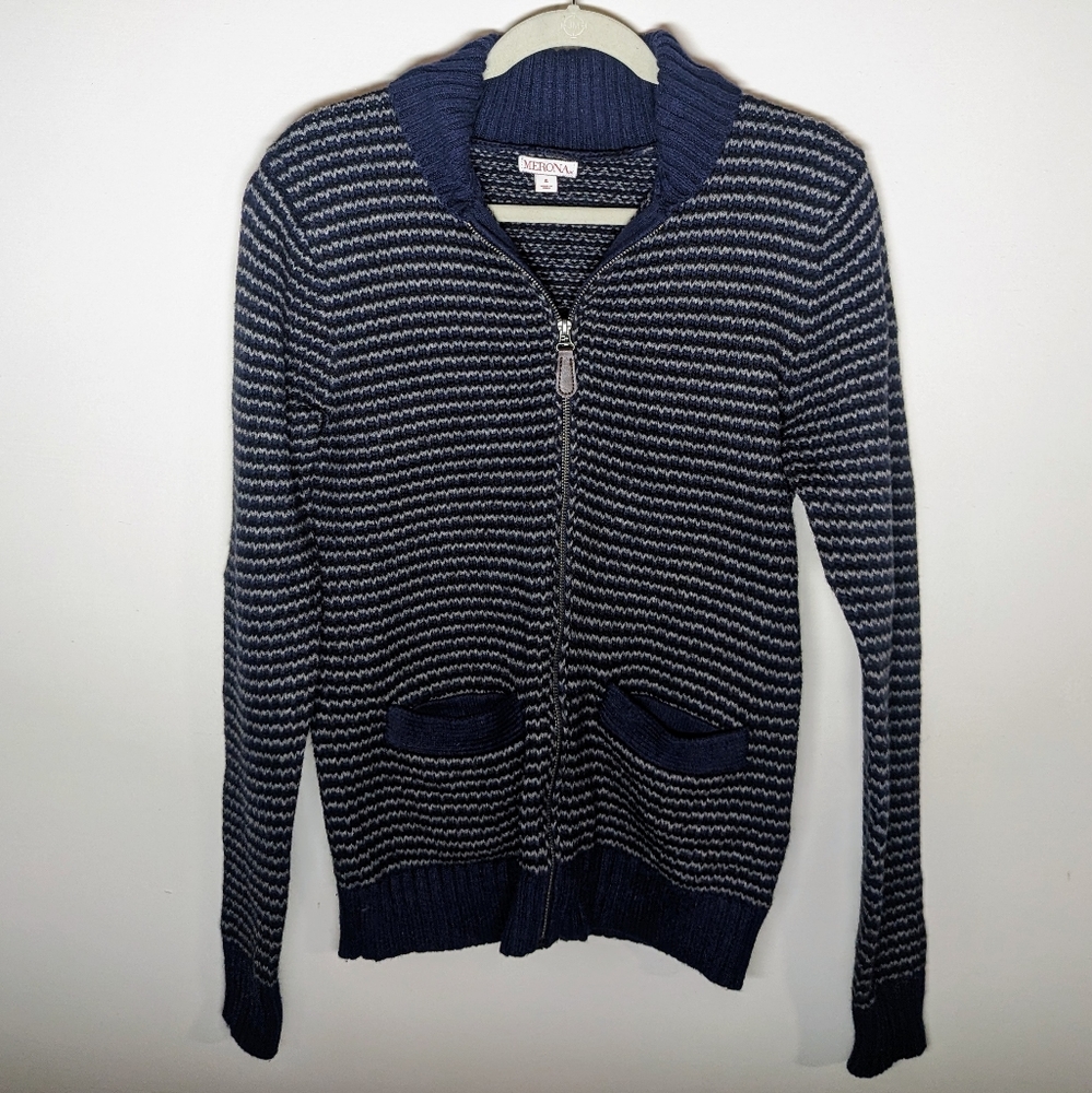 Merona Men's Zip-up striped cardigan sweater jacket